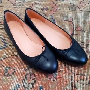 J. Crew Kiki black leather ballet flats size 10 lightly worn